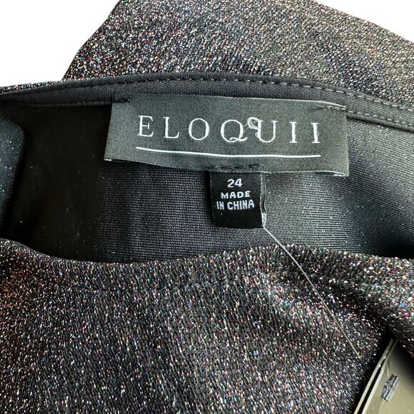 ELOQUII Black Sparkly Metallic Lurex Tulip Mini Dress Women's Size 24 NWT Glam - Picture 12 of 13
